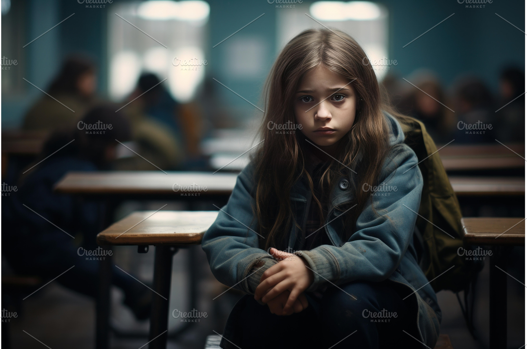 Disheartened Sad child at school, a School & Education Photo by Ylivdesign