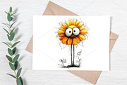 Quirky Flowers Funny Clipart Bundle, an Illustration by Canvas Craft (Thumbnail 7 of 7)