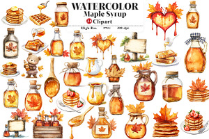 Watercolor Maple Syrup Clipart, an Illustration by Watercolor design