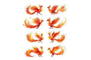 Phoenix cartoon vector collection, an Animal Illustration by Onyx