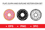 Donut Icon Set - 3 Styles, an Outline Icon by Artonix (Thumbnail 1 of 2)
