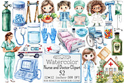 Watercolor Nurse and Doctor Clipart, a Seasonal Illustration by Design Market (Thumbnail 1 of 5)