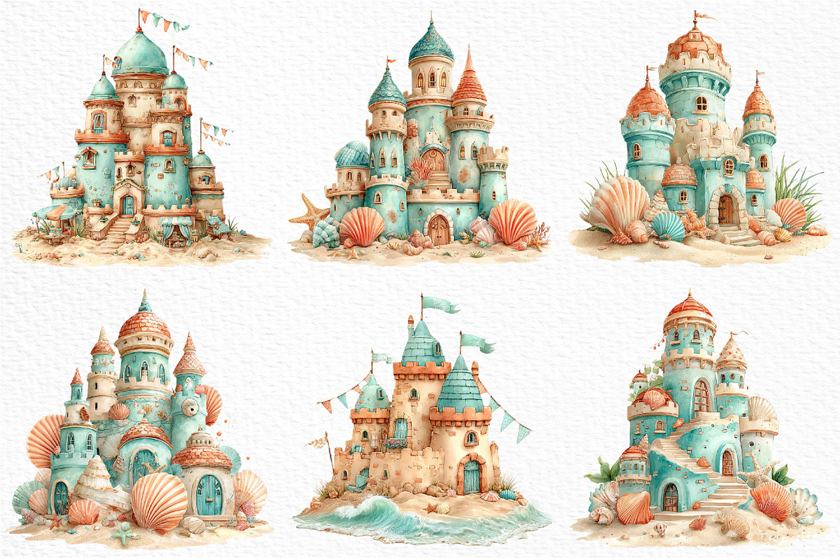 Whimsical Summer Sandcastle Clipart, an Illustration by Craft Nest (Photo 5 of 12)