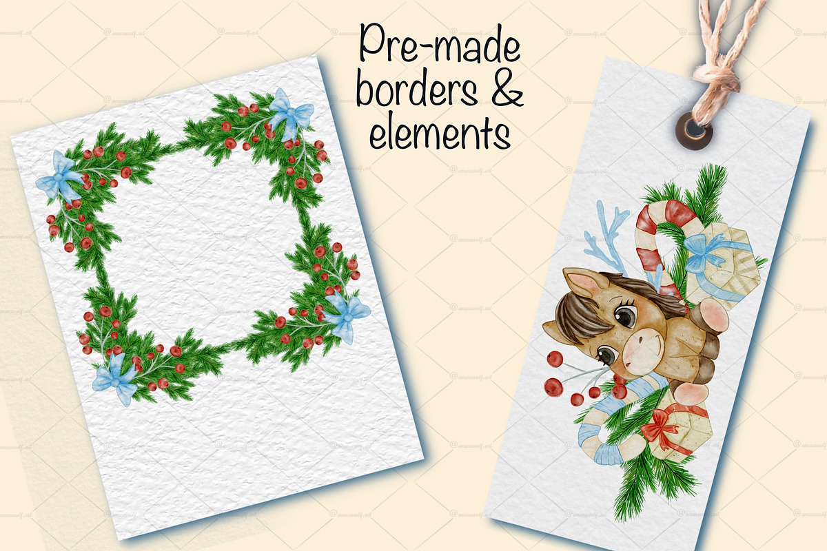 Holiday Pony Clipart & Pattern Bundl, an Object Graphic by Amarawolf's Art (Photo 7 of 13)