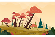 autumn jungle landscape vector set, a Seasonal Illustration by foxndeer (Thumbnail 3 of 4)