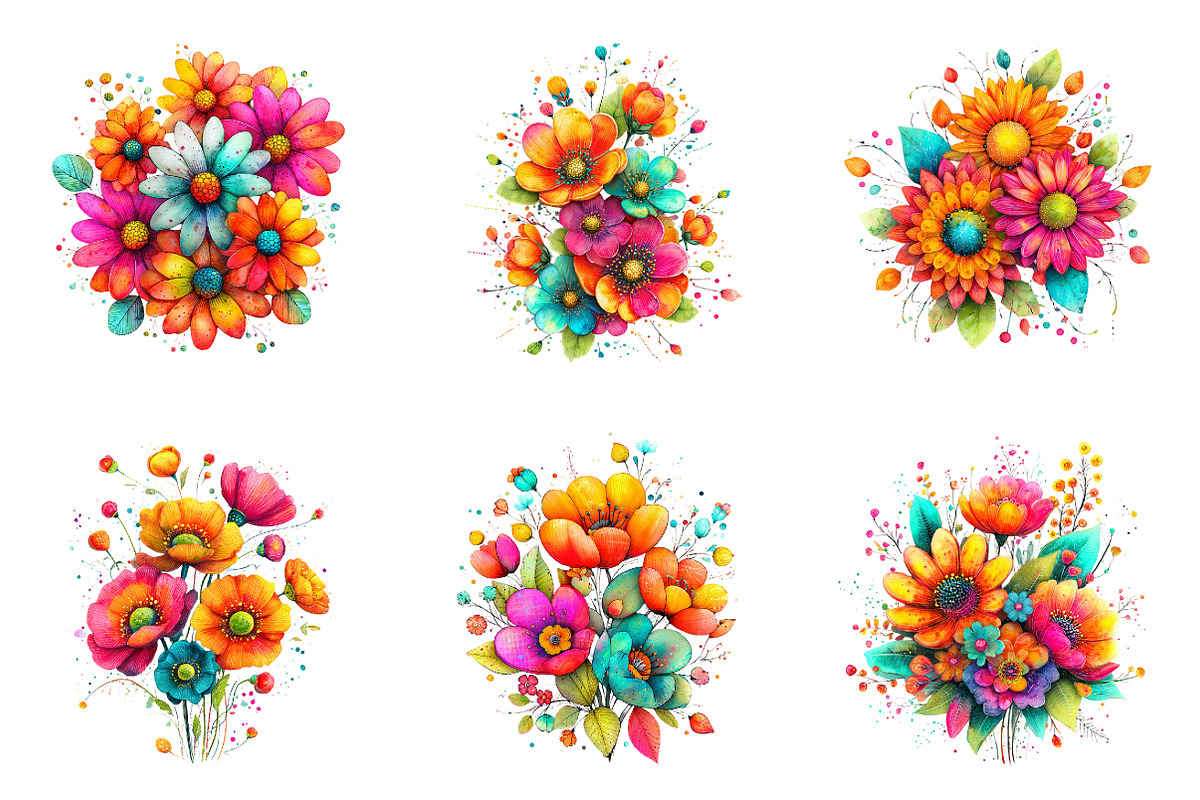 Whimsical spring daffodil flowers, an Illustration by SinaCreation (Photo 5 of 11)