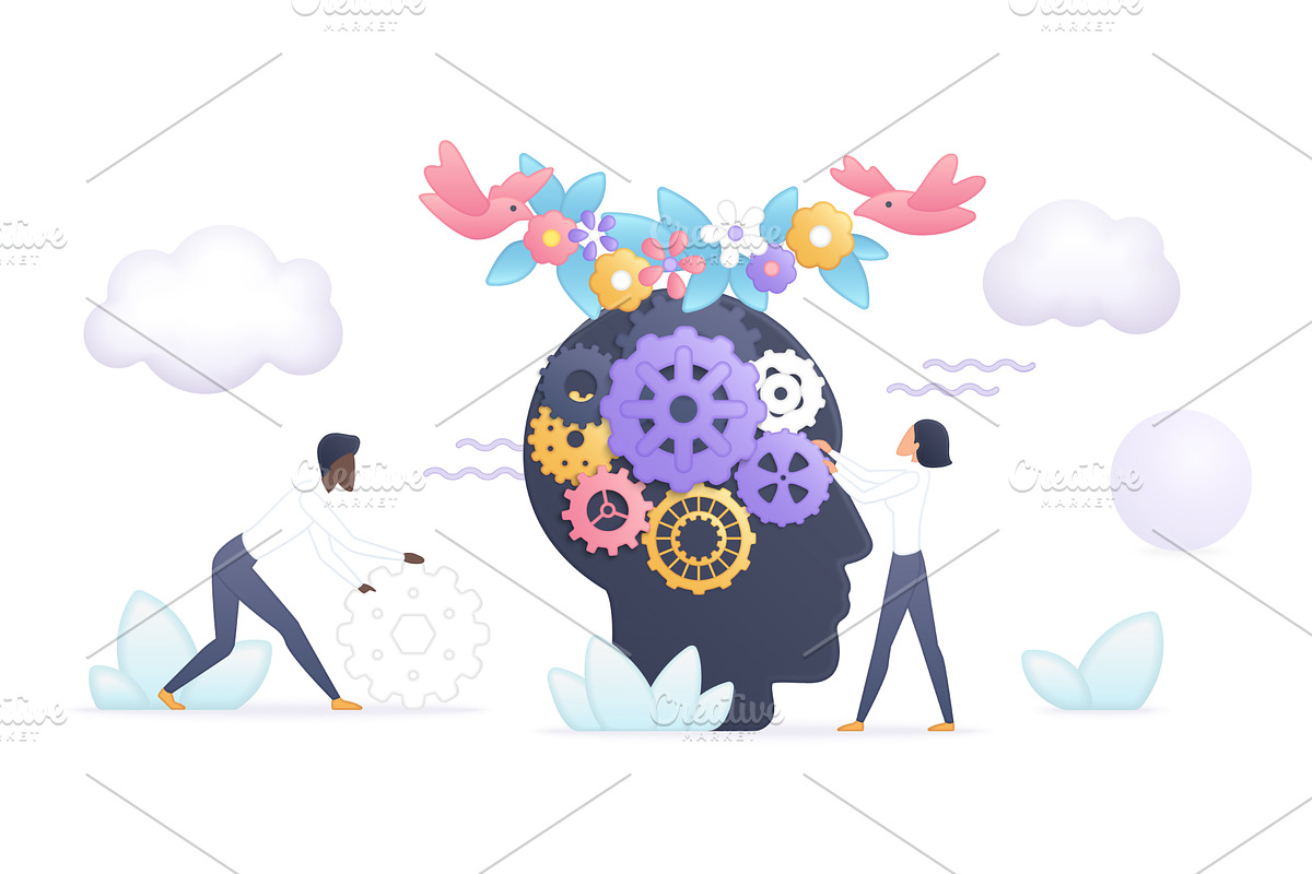Mental health volumetric concept, an Object Illustration by Lemberg Vector