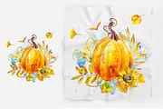 Pumpkins watercolor collection, a Food Illustration by Ann Astro (Thumbnail 12 of 17)