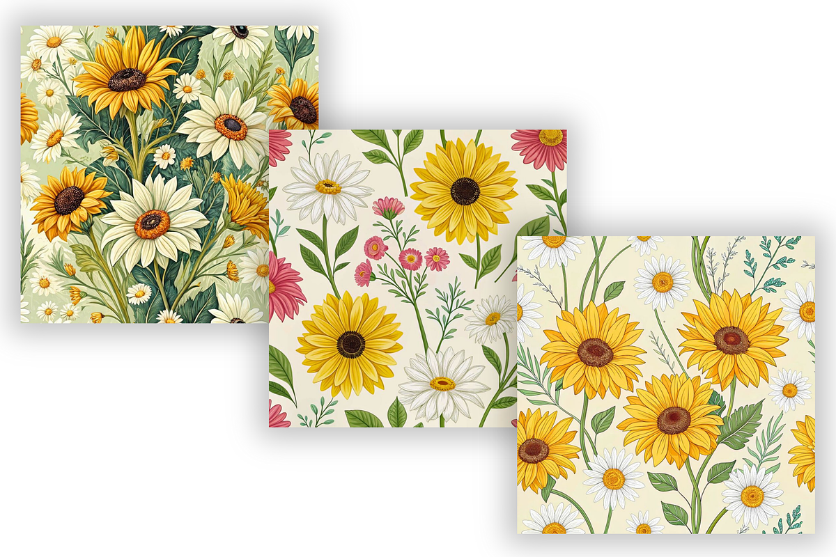 Sunflower & Daisy Fusion Pattern, a Pattern Graphic by FloridPrintables (Photo 5 of 7)