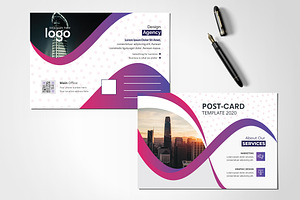 Colorful Post Card Template Design