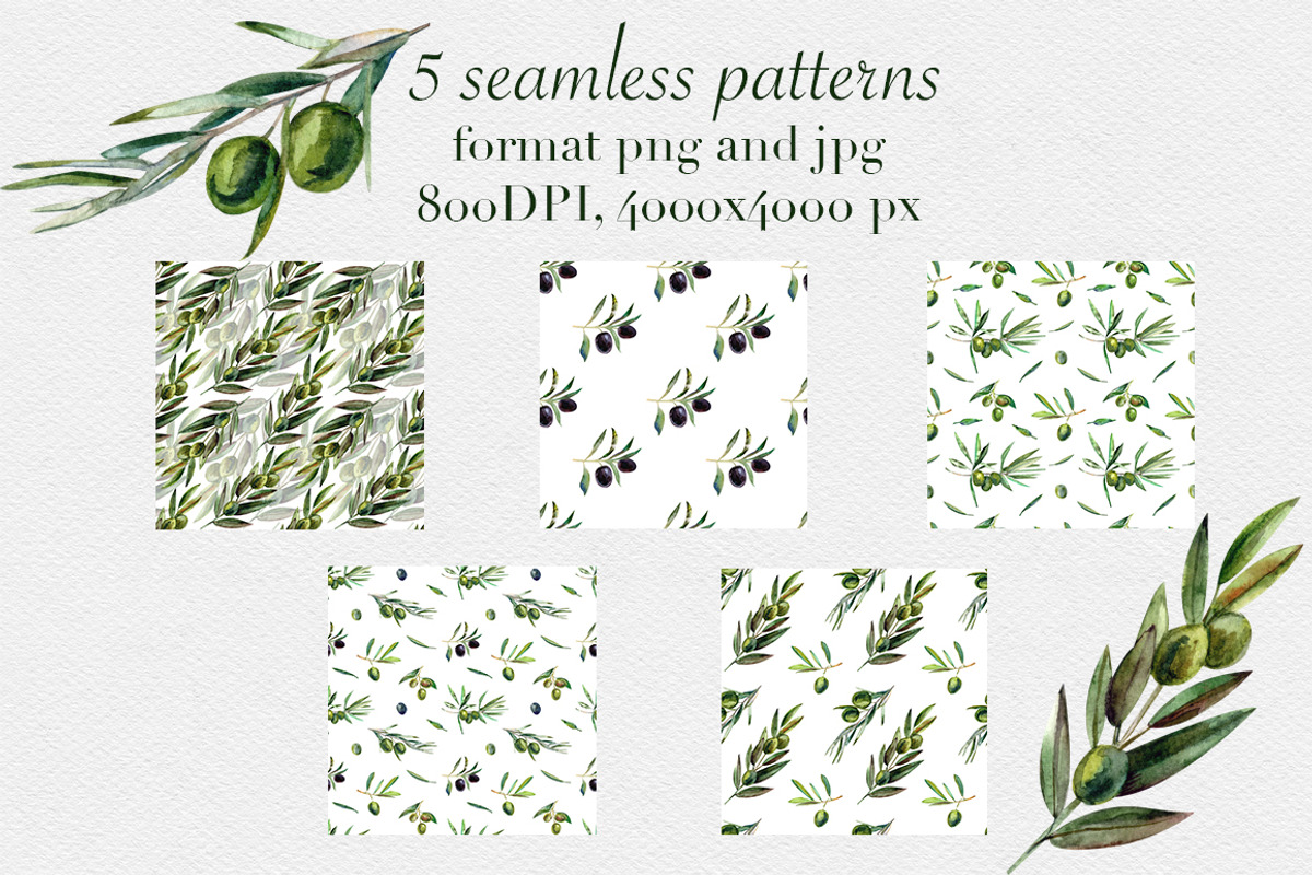 Watercolor olives set, a Food Illustration by mArtstore (Photo 4 of 7)