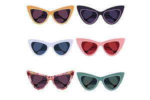 Six Pairs Cateye Sunglasses Various