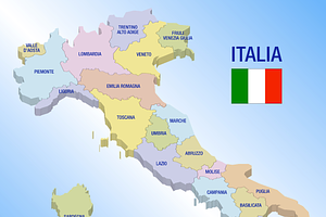 Italy, map 3D of the regions, an Education Illustration by frizio