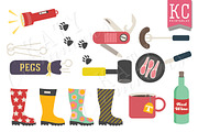 Camping clip art pack with papers, an Illustration by Katy Clemmans (Thumbnail 3 of 5)