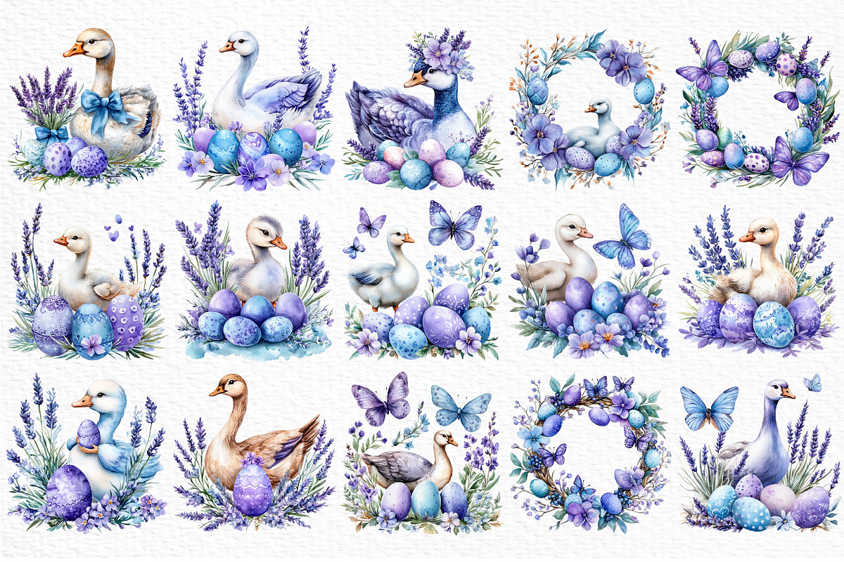 Watercolor Purple Easter Clipart, an Illustration by Craft Nest (Photo 5 of 9)