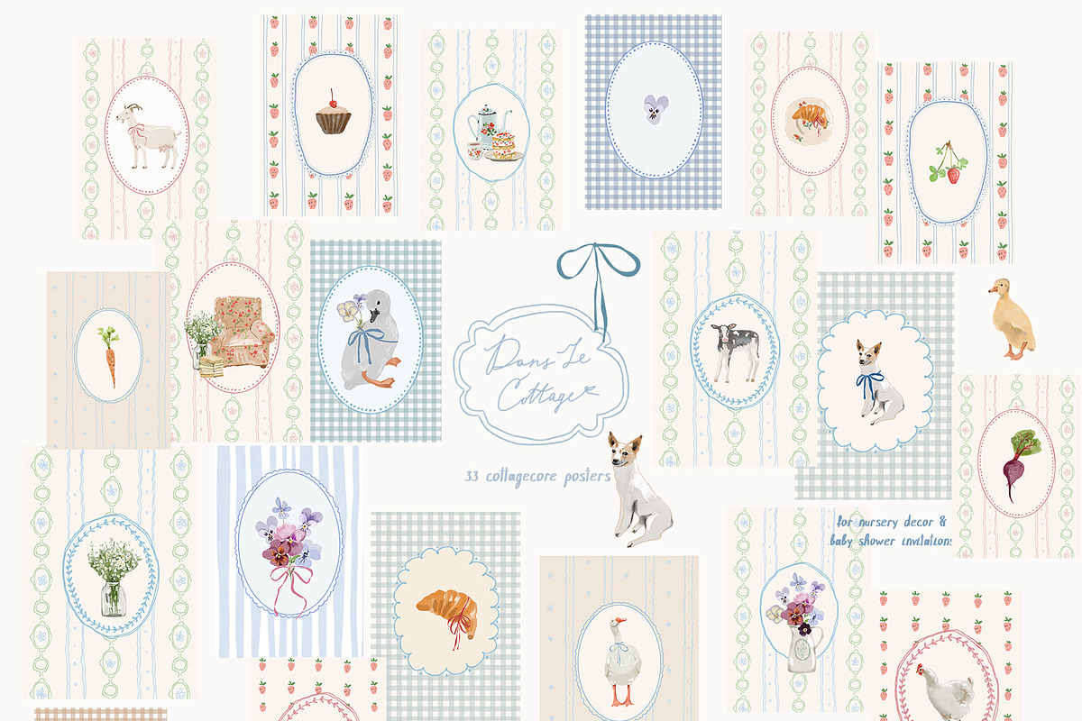 Cottagecore Clipart Frames Posters, a Decorative Illustration by whiteheartdesign (Photo 16 of 21)
