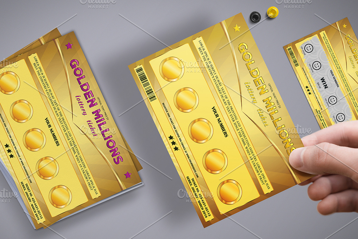 Small Lottery Ticket in Golden Style, a Card Template by Tzochko (Photo 1 of 5)