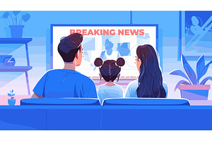 Family watch news. People watching, a Person Illustration by Stock-Smart-Start