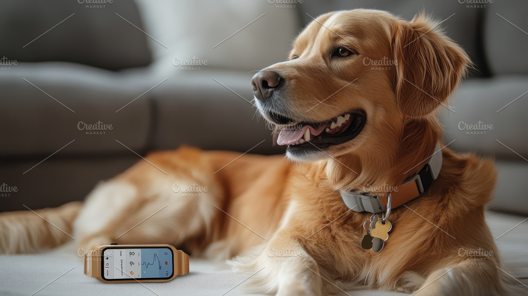Golden Retriever resting near a conn, an Animal Photo by Pixeness Studio