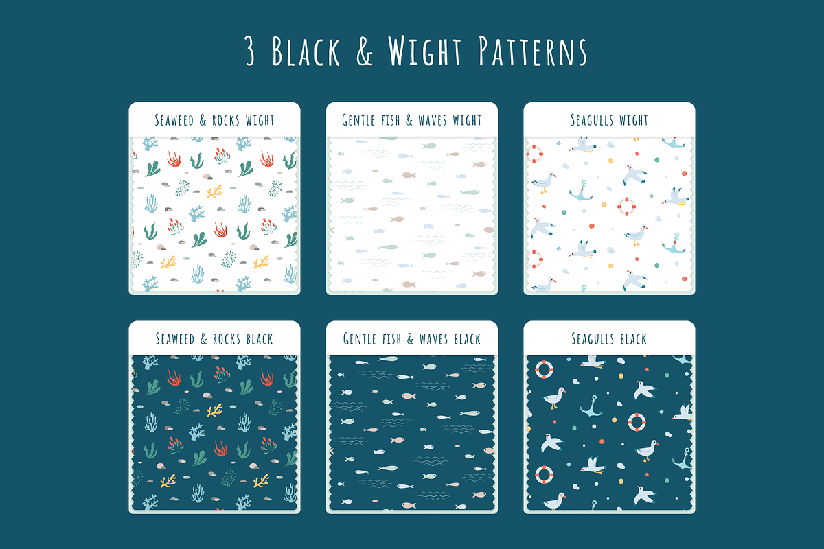 Ocean Adventure Patterns—6 Designs, an Illustration by ApollinariaManko (Photo 2 of 9)