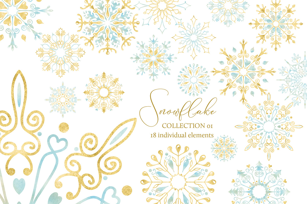 Snowflakes Clipart Collection 01, an Object Graphic by savanamm design (Photo 1 of 4)