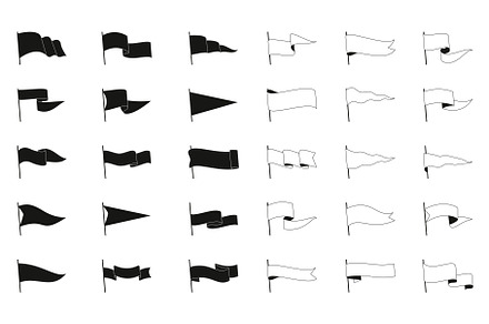 Retro black pennant flags. Outline, a Graphic by Frogella