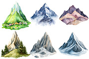 Watercolor Mountain Clipart, an Illustration by Designworld (Thumbnail 2 of 6)