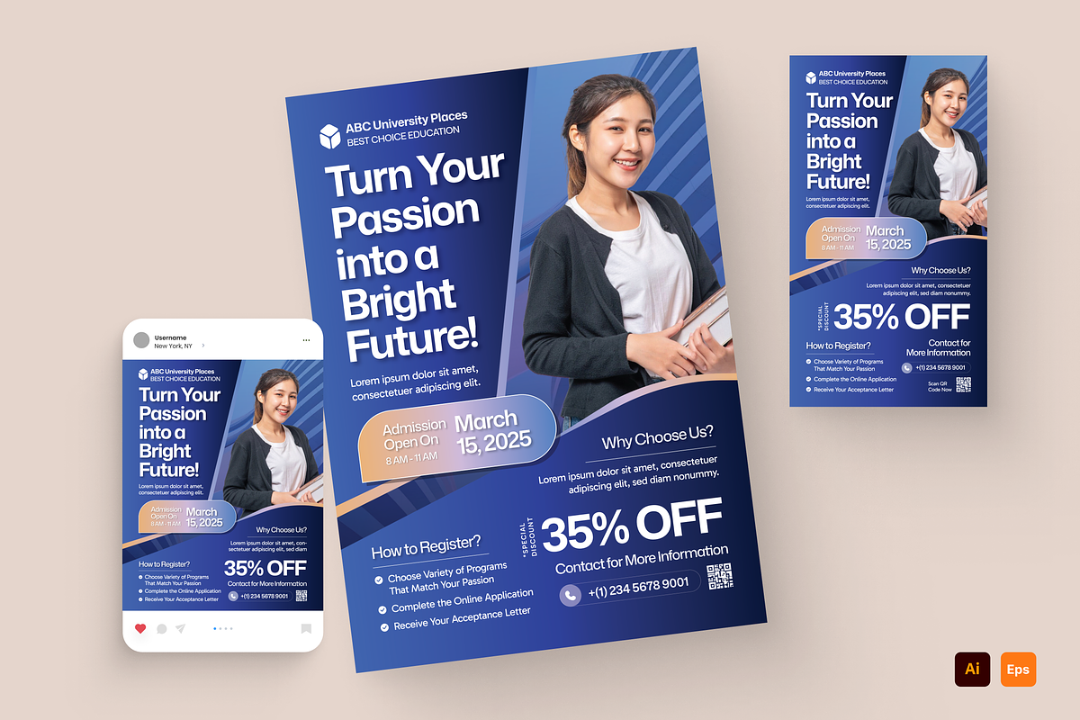 Admission University Flyer, a Flyer Template by MMPixelCraft (Photo 1 of 4)