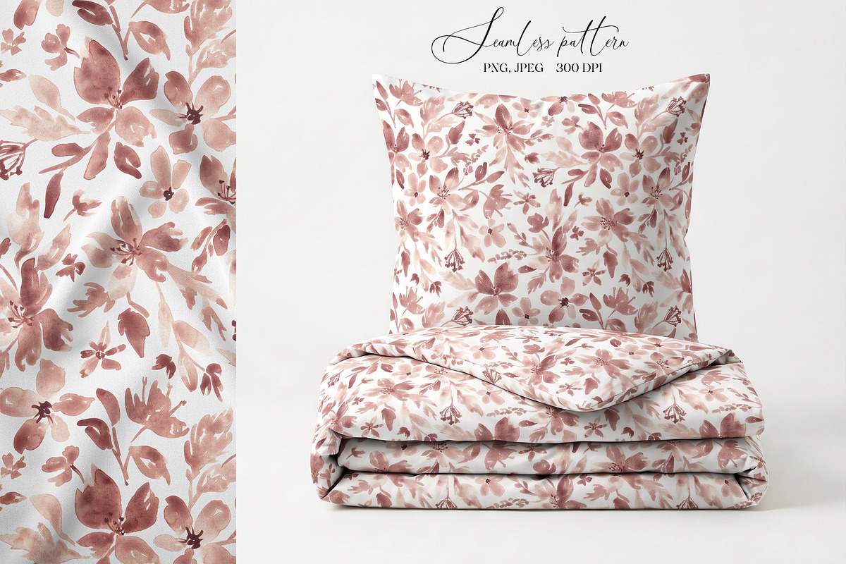 Blush Blossom Watercolor Flora Print, a Pattern Graphic by SirenaArt (Photo 11 of 16)