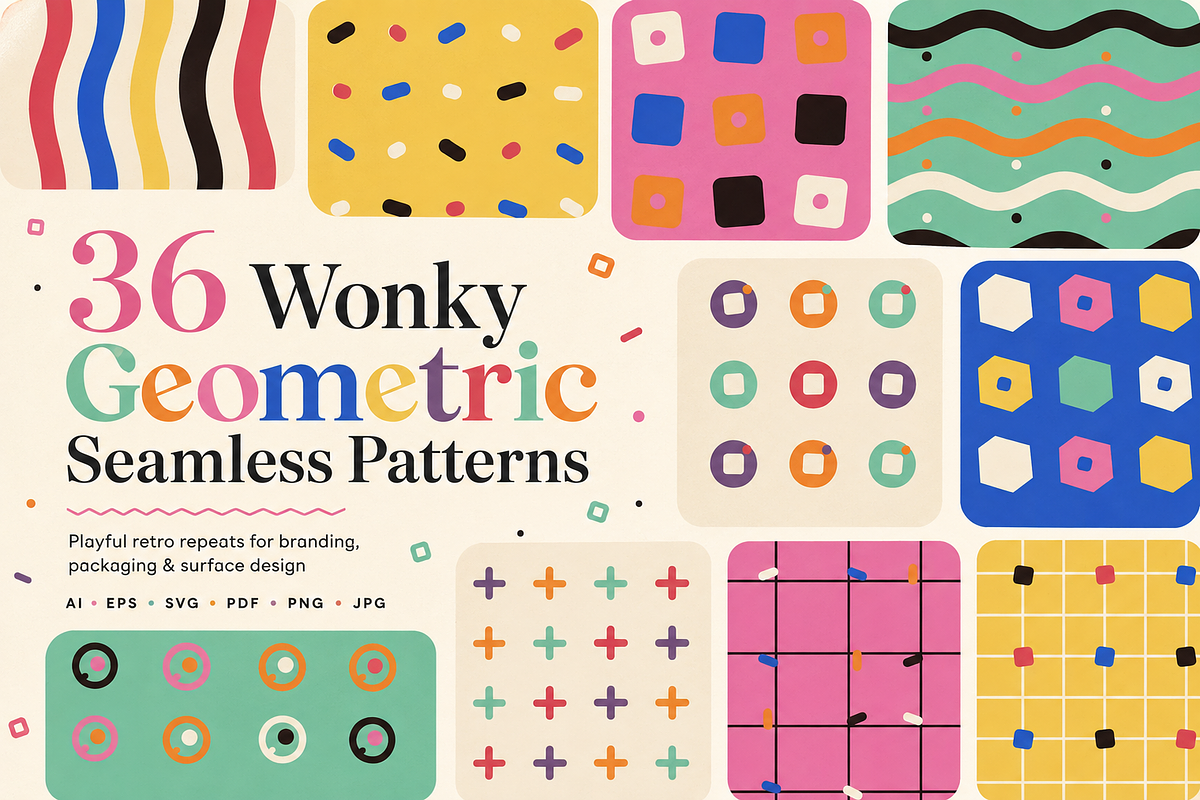 36 Wonky Geometric Seamless Patterns, a Pattern Graphic by Designs24hr (Photo 1 of 6)