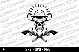 Cowboy skull with crossed revolvers., a Person Illustration by Vectorhight