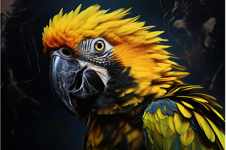 Yellow black parrot head. Generate, an Animal Photo by Ylivdesign
