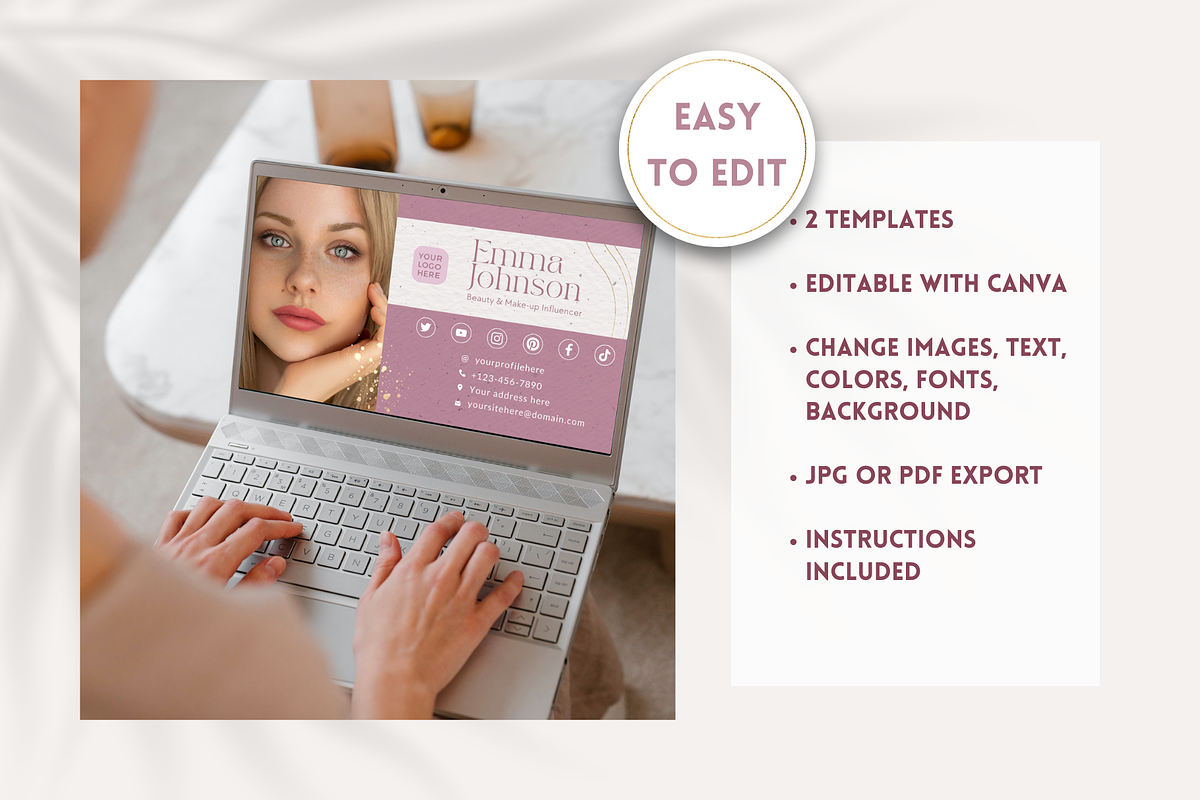 Influencer Email Signature Beauty, an Email Template by Golden Horizons Studio (Photo 2 of 10)
