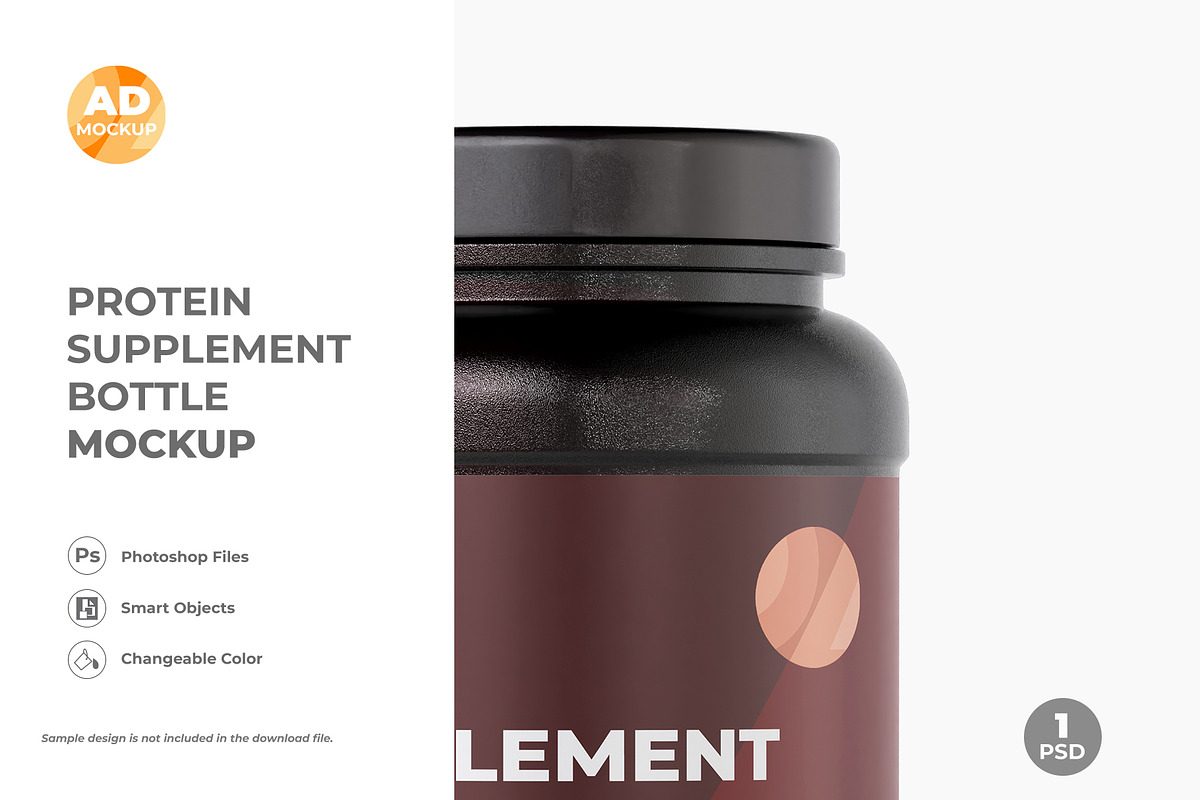 Protein Jar Bottle Mockup (1PSD), a Packaging Mockup by Adstart (Photo 4 of 5)