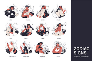 Zodiac signs women, astrology set, a Person Illustration by Good Studio
