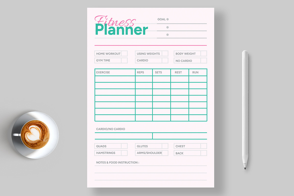 Fitness Planner for Daily Workout, a Stationery Template by ContestDesign (Photo 1 of 3)