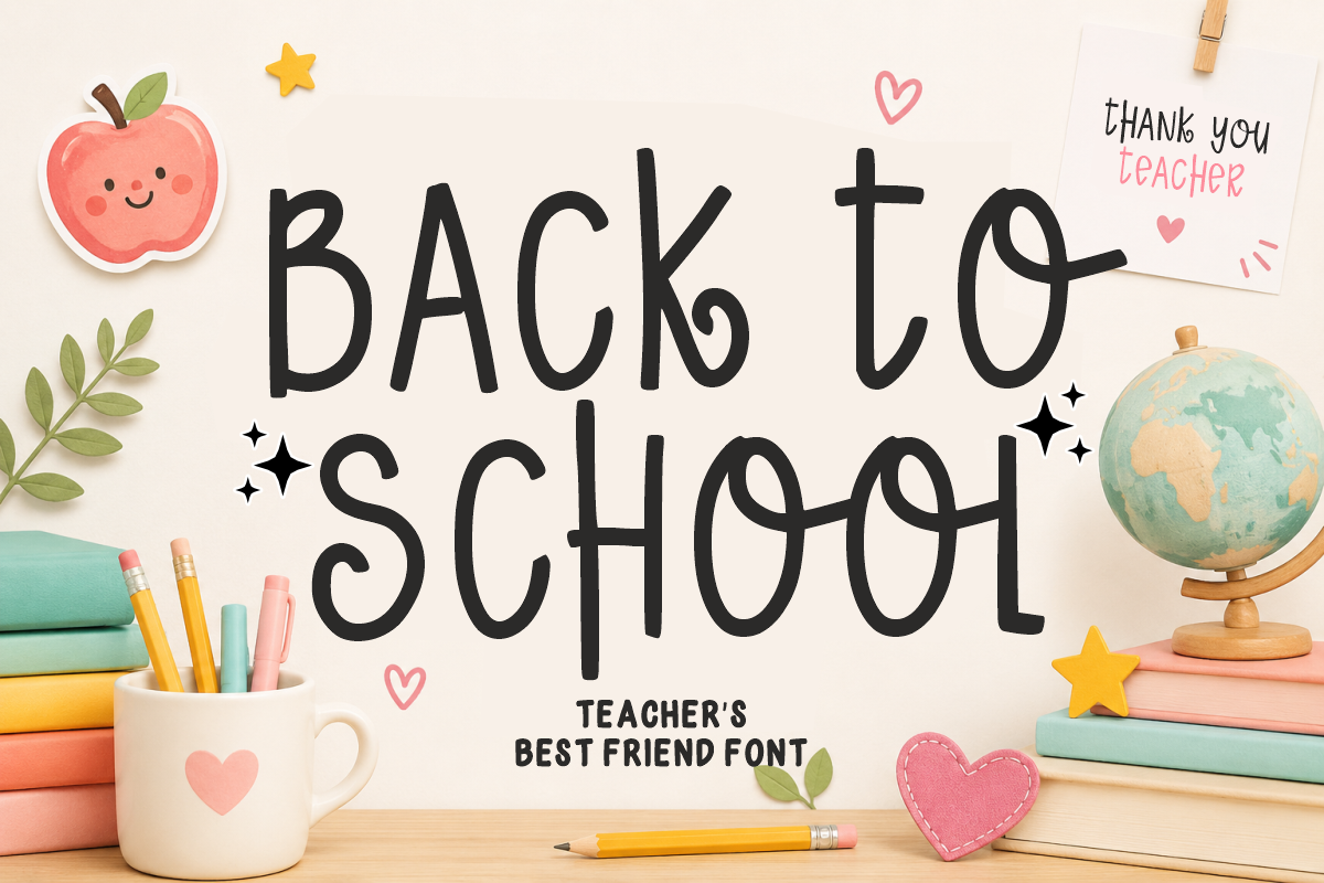 Teacher Treats - Cute Teacher Font, a Handwritten Font by KiddoGlyphs Studio (Photo 2 of 5)