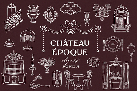 Hand Drawn Boutique Hotel Clipart, an Object Illustration by Teresa Art Store