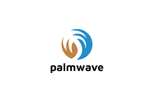 Palm tree and wave circle logo