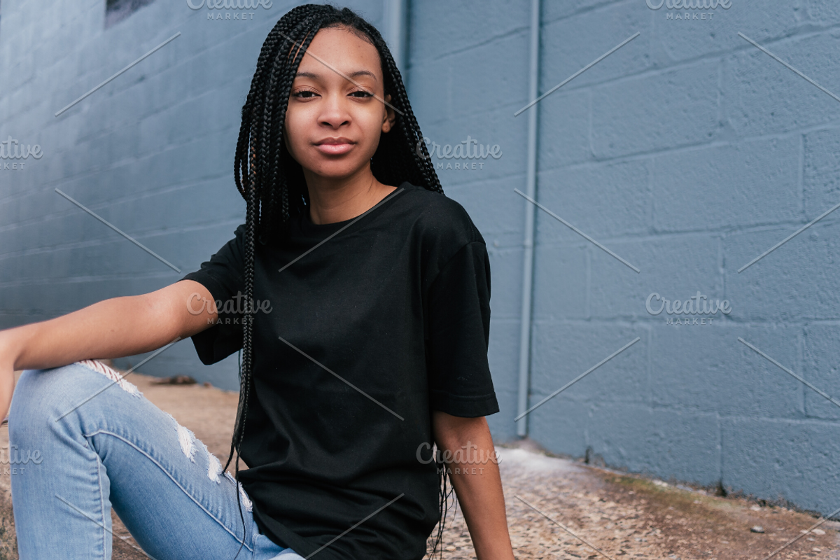 Black T-Shirt Mockup Stock Photos, a Person Photo by Eye for Ebony (Photo 5 of 7)