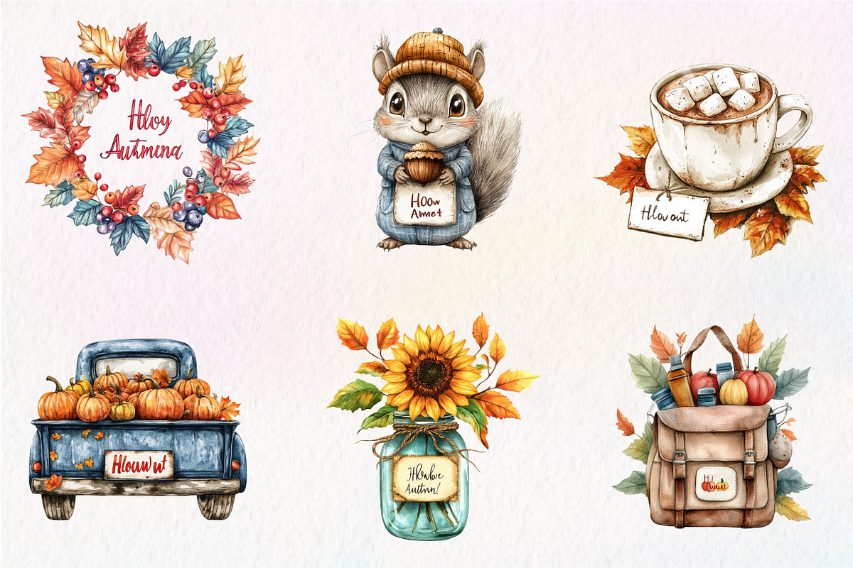 Adorable Hello Autumn Clipart, an Illustration by CreationArt (Photo 8 of 9)