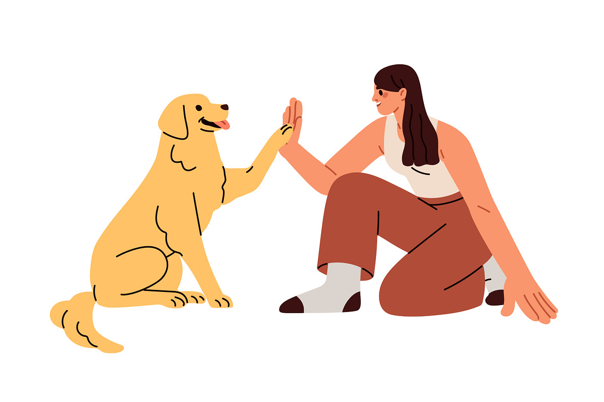 People giving high five to pets set, a Person Illustration by Good Studio (Photo 6 of 10)