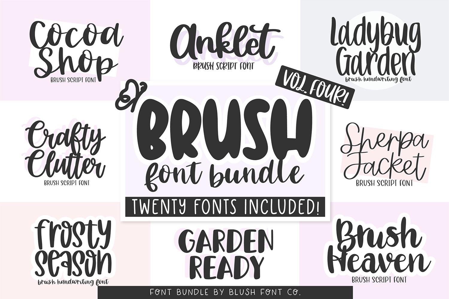 20 Fonts! Brush Font Bundle Vol. 4, a Handwritten Font by Blush Font Co.