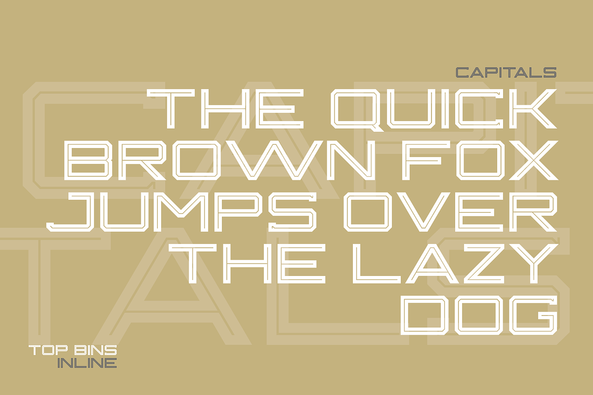 TOP BINS INLINE DISPLAY FONT, a Sans Serif Font by Alphabet Agency (Photo 2 of 8)