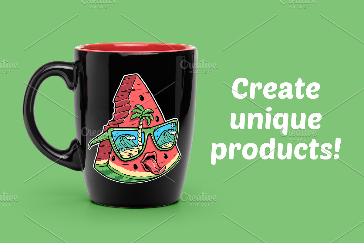 Cute watermelon and beach glasses, a Food Illustration by gunaonedesign (Photo 2 of 5)