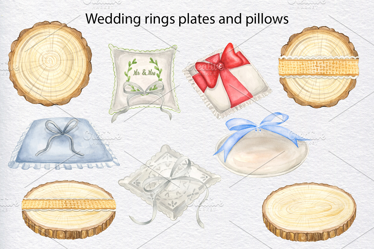 Wedding rings watercolor clipart, an Object Illustration by KathrineWatercolor (Photo 4 of 10)