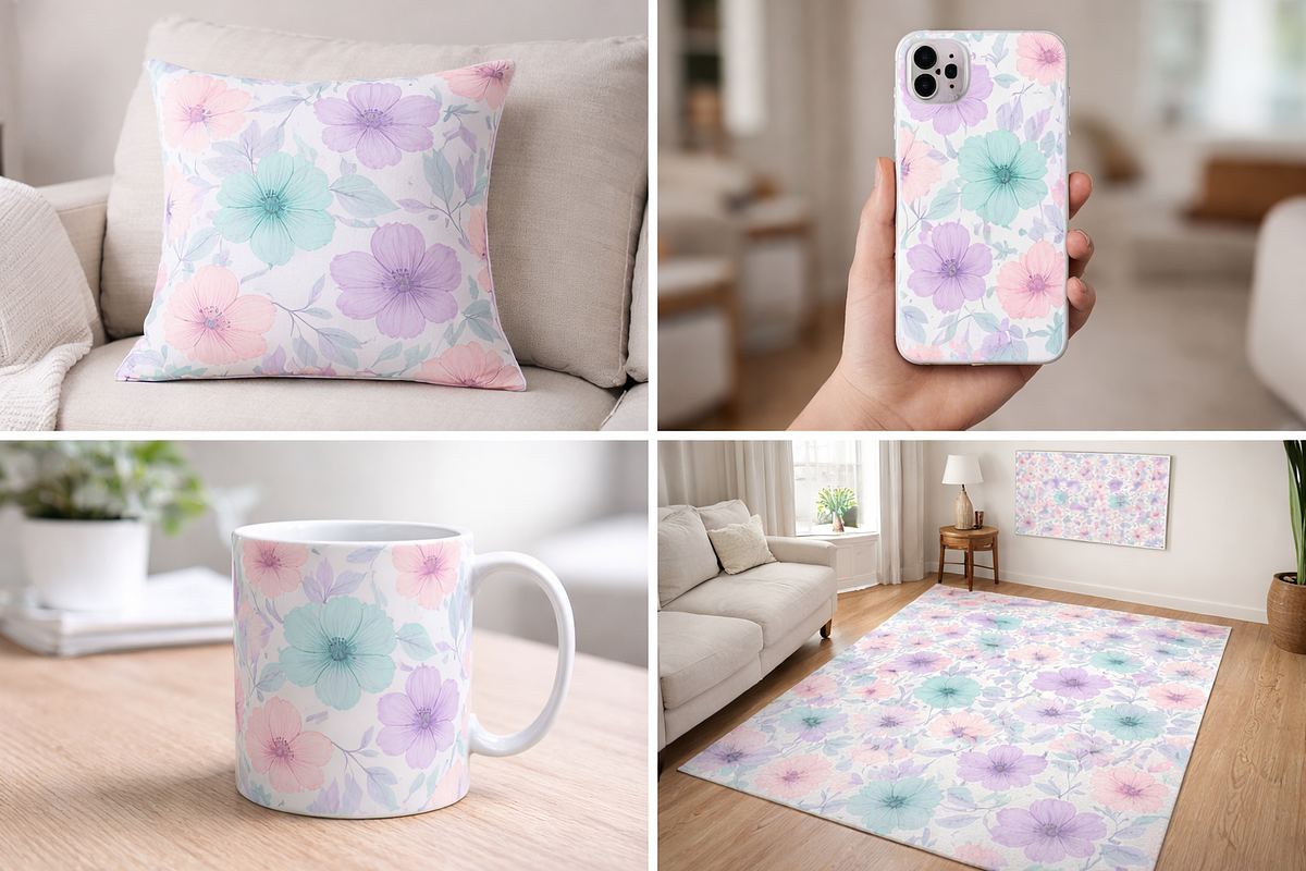 Seamless Pastel Floral Patterns, a Pattern Graphic by Print Haven (Photo 2 of 4)