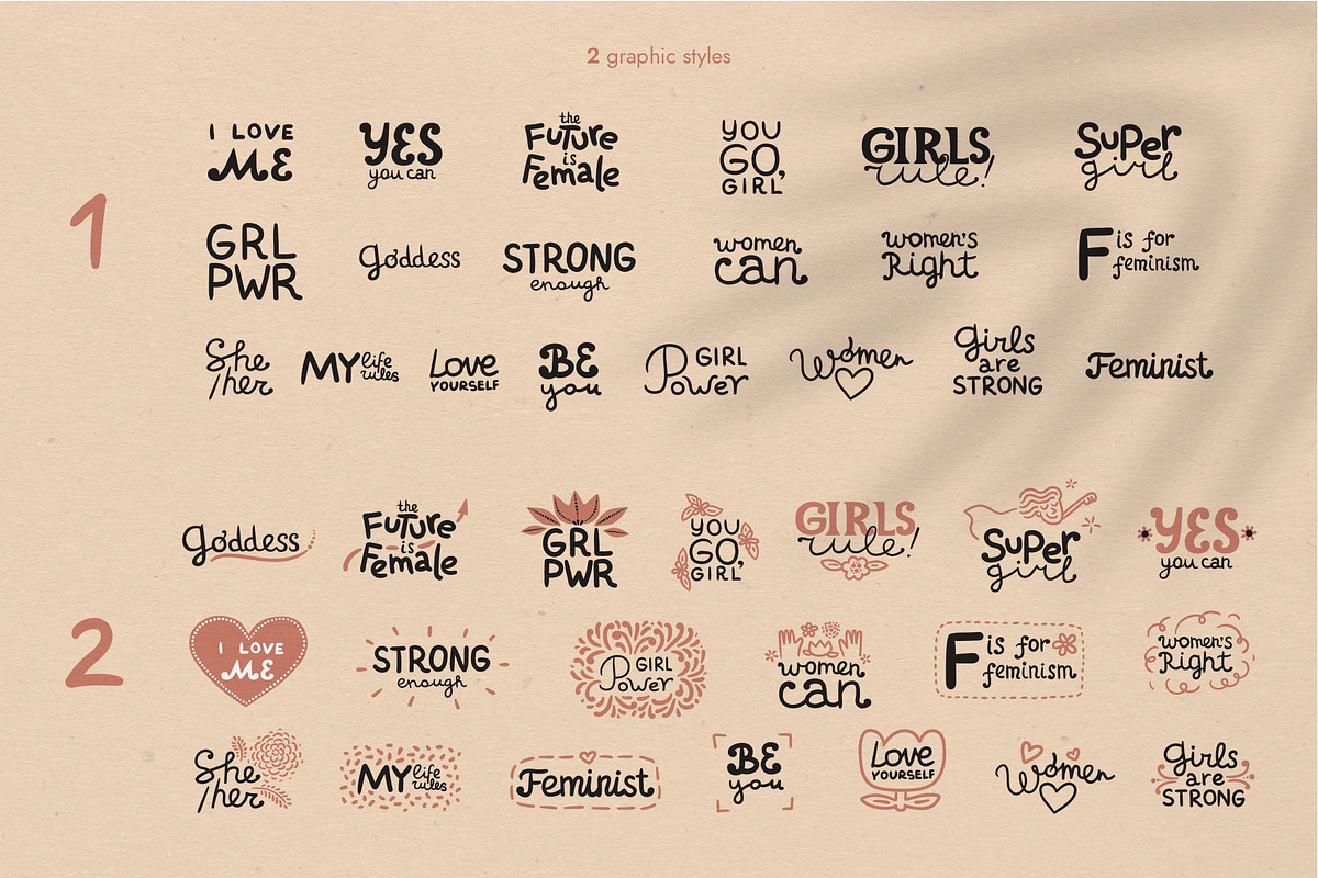 Feminist quotes. Vector lettering., an Object Graphic by anna khramtsova (Photo 2 of 11)