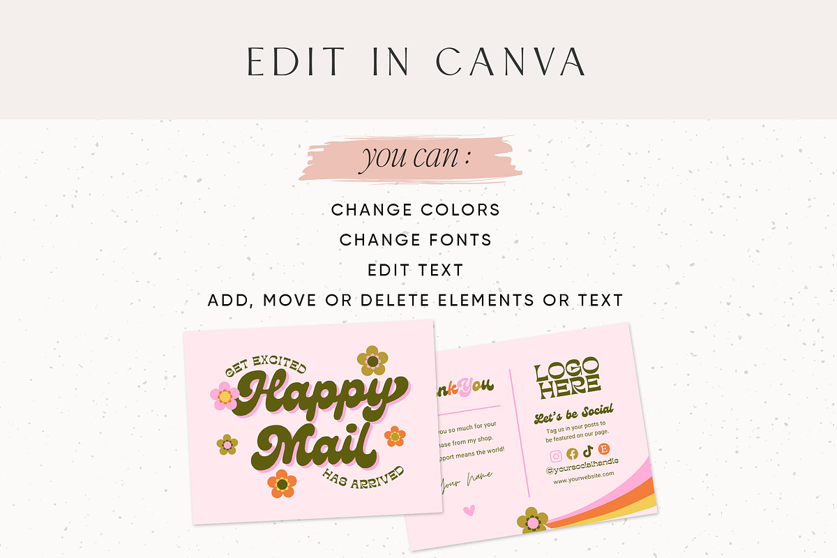 Retro Groovy Thank You Card Canva, a Business Card Template by Summit Avenue (Photo 5 of 7)