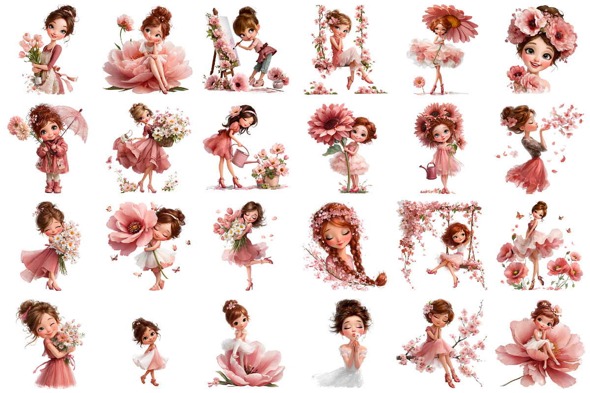 Whimsical Quirky Girl Clipart, an Illustration by designcity5 (Photo 2 of 5)